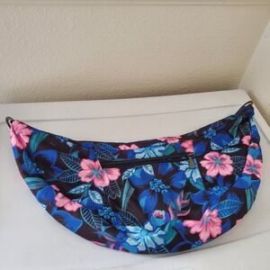 Lug Boomerang Freestyle Crossbody Bag Tropical Floral Blue Pink No Strap